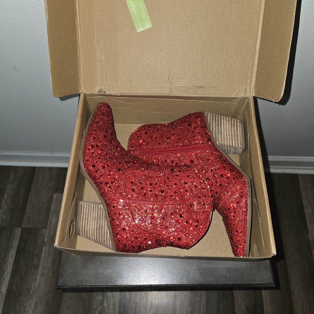 Matisse Red Glitter Ankle Boots